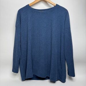 H BY BORDEAUX Women's Sz Small Blue Ribbed Split Back Top NWT